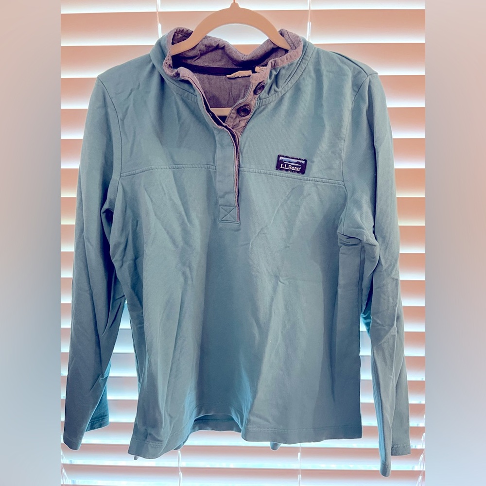 Teal Quarter Button LL Bean Long Sleeve